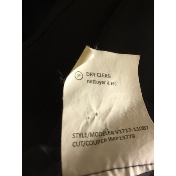 Vince navy blue silk short sleeve v-neck Top with Black contrast trim sz XS - Picture 4 of 6